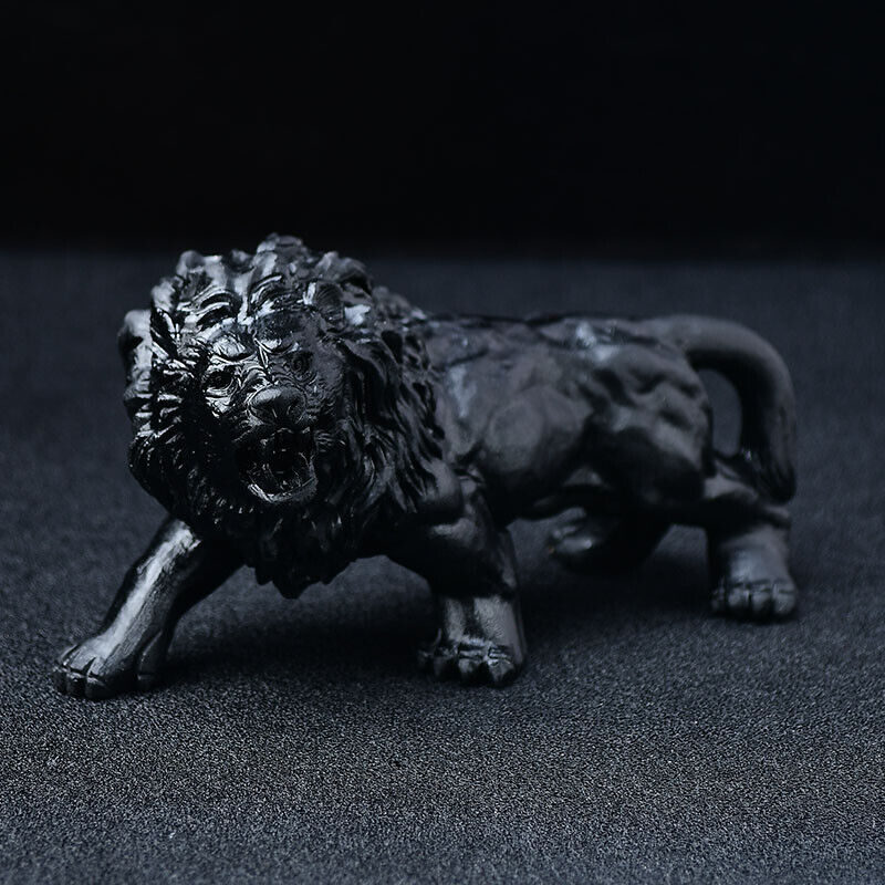 6.2 Inch Obsidian Lion Skull Figurine Stunning Crystal Sculpture Animal Gift