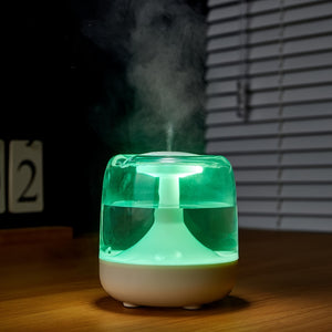 Quiet USB-Powered Home Humidifier with Seven-Color Night Light, Dual Mist Levels, Visible Water Level, 26dB Noise, Long-Lasting 24-Hour Oper