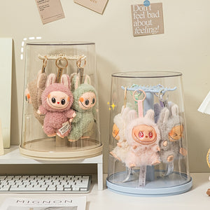 1pc 360° Rotating Display Case - Dustproof Storage for Labubu, Plush Toys, Keychains & Pendants | Transparent Acrylic Organizer | Perfect Gift for Collectors and Hobbyists, Toy Storage Organizer