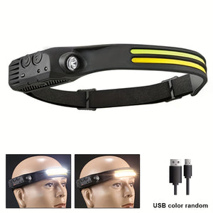 2/5pcs Led Sensor Headlamps, USB Rechargeable 18650 Built-in Battery Powerful Headlight For Outdoor Camping Fishing