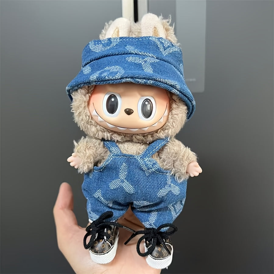 17cm doll clothes in various colors, suspenders and pants suits, DIY doll accessories suitable for Labubu dolls