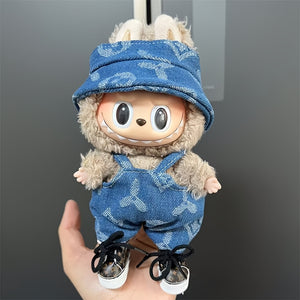 17cm doll clothes in various colors, suspenders and pants suits, DIY doll accessories suitable for Labubu dolls