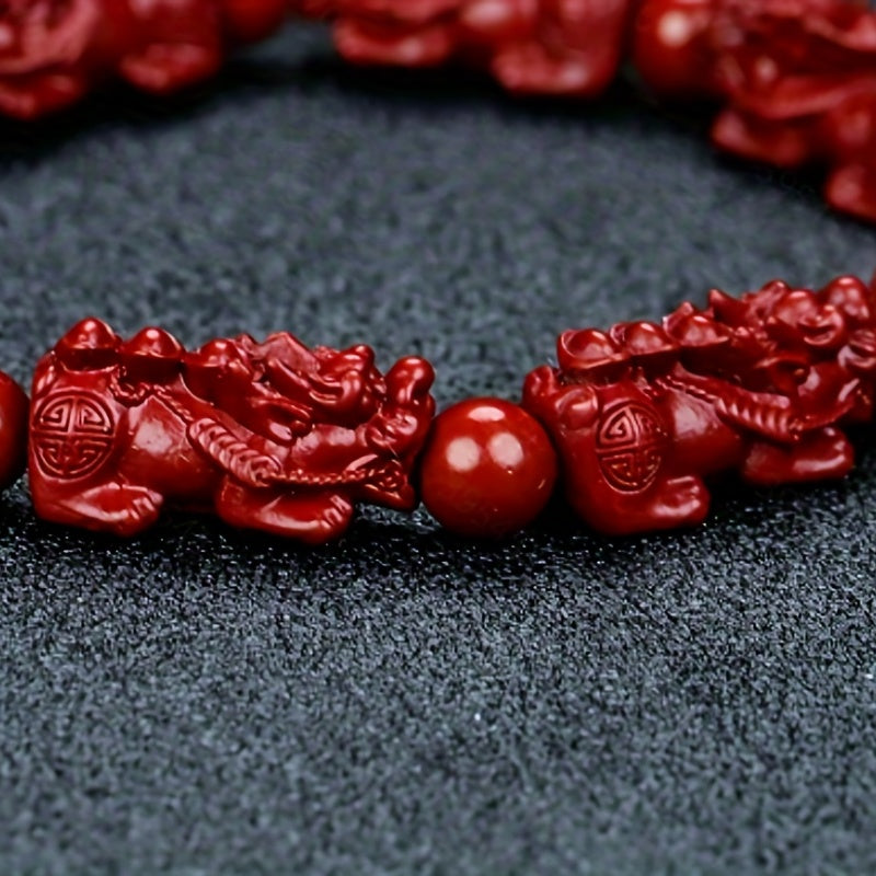 Natural Cinnabar Bracelet Pixiu Bracelet Ethnic Bracelet Good Luck Bracelet