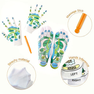 1set Hand And Foot Massage Set Hand Reflexology Gloves Reflection Area SPA Sock With Point Pen Foot Massage Socks For Men, Short Socks