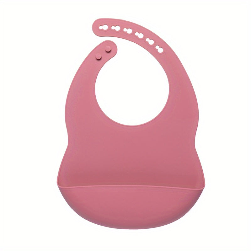 1pc Baby Soft Bib, Simple Plain Color Blank Pattern Adjustable Size Silicone Bib For 1 Year Old + ,Christmas, Halloween, Thanksgiving Day Gi