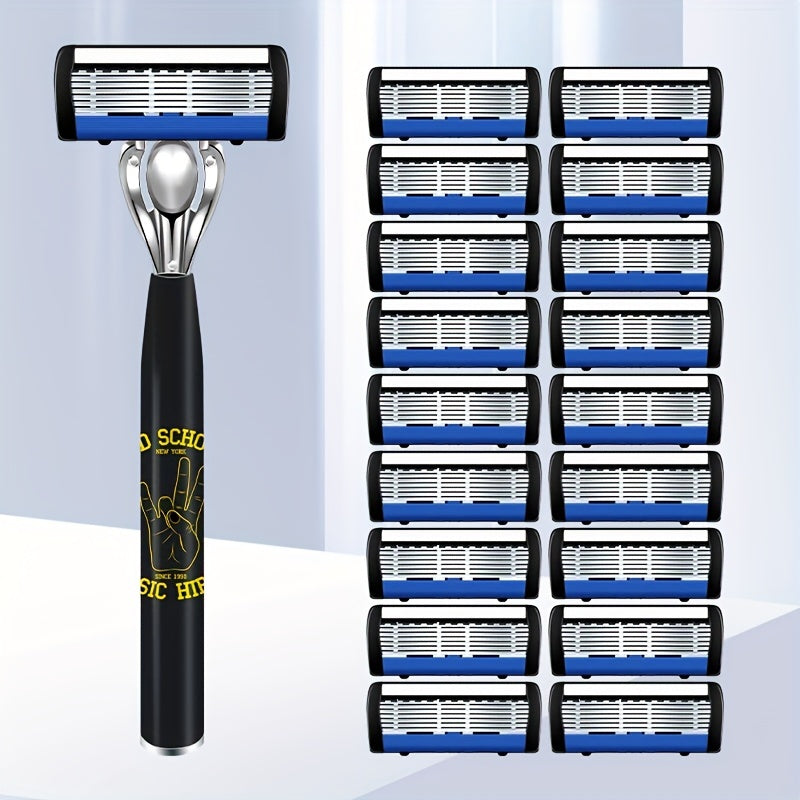 Premium 7-Layer Stainless Steel Razor Set for Daily Grooming - 1 Handle with Choice of 3/6/12/18 Refills for a Smooth Shave Every Time