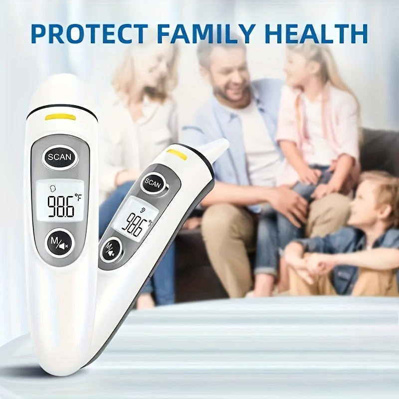 Professional Non-Contact Digital Infrared Thermometer - 1 Second Quick Detection Of Fever On Forehead And Ears With LCD Display, Battery Operated(Batteries Not Included), Ideal For Home