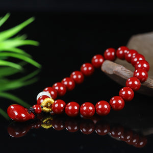 Natural Raw Ore Cinnabar Bracelet Ethnic Wind Bracelet Men And Women Bracelet Good Luck Bracelet