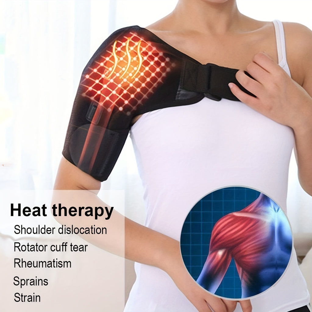 Adjustable Electric Heating Vibration Shoulder Massager for Men and Women - Relieve Pain and Promote Circulation with Heated Pads