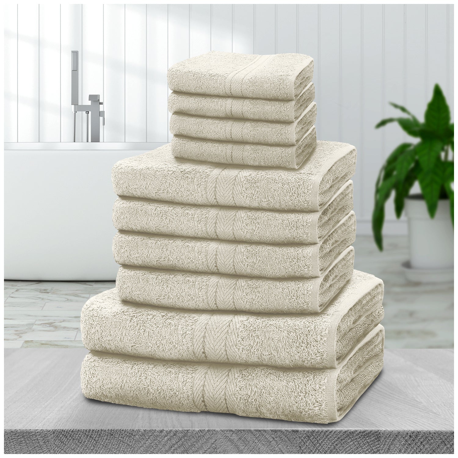 10pcs Towel Bale Set | Luxurious 100% Cotton Towels Family Pack | Quick-Drying, Highly Absorbent & Ultra-Soft Fabric | Includes 4 Face Towels, 4 Hand Towels, 2 Bath Towels | Available in 16 Elegant Colours | Ideal for Home, Gym, Spa, or Beach Use | Durabl