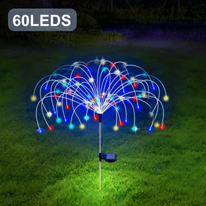 4pcs Solar Led Fireworks Lights, 8 Modes, Outdoor Waterproof Solar Garden Fireworks Lights, Starburst Stake Lights, Yard Balcony, Pathway La