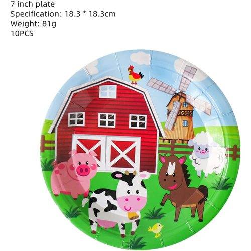 Farm Animals Tableware Party Supplies Birthday Disposable Paper Plate 70PCS Set US Local Shipping