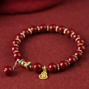 1pc Cinnabar Bracelet, Auspicious Gourd Pendant Bracelet, Best Gift For Men And Women, Ideal Choice For Gift