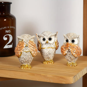 3pcs, American Retro Resin Owl, Reading Decoration Living Room Entrance Study Room Home Furnishing Model, Room Soft Decoration,Christmas Gif