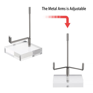 Adjustable Metal Arms Display Stand Easel with Acrylic Base Small Display Easel Holder for Fossil Coral Geodes Rock Mineral Agate Crystals Seashell and Small Collectibles