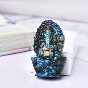 Beautiful Natural Labradorite Carving Wing Ornments Healing Crystal Skull Collectible Figurines Reiki Decor