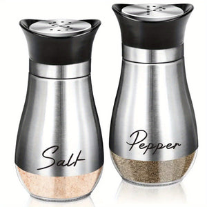 2pcs, Salt And Pepper Shakers, Spice Dispenser With Pour Holes, Adjustable Refillable Pepper Shaker, Seasoning Cans, Kitchen Tools, College