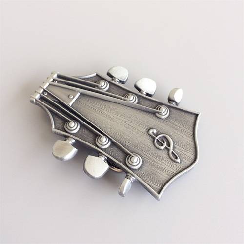 Western Men Zinc alloy Leather Belt Buckle Silver Guitar Music shape Pattern US Local Shipping