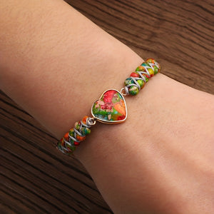 New Natural Stone Colorful Braided Adjustable Bracelet With A Colorful Heart Pendant, Accessories Gift For Boyfriends / Girlfriends