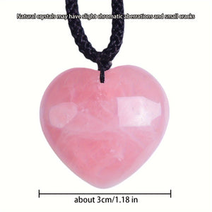 1pc Rock Crystal Peach Heart Decor Pendant Necklace For Men