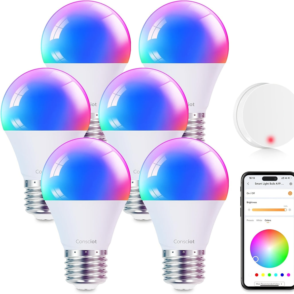 4pcs Smart Light Bulbs with Remote Control, Compatible with Alexa And Google Home LED Light Bulb A19 E26 2.4Ghz WiFi Bulb 60 Watts Equivalent 800lm Dimmable, Music Synchronization for Christmas Party, Room Decor, LED Lights