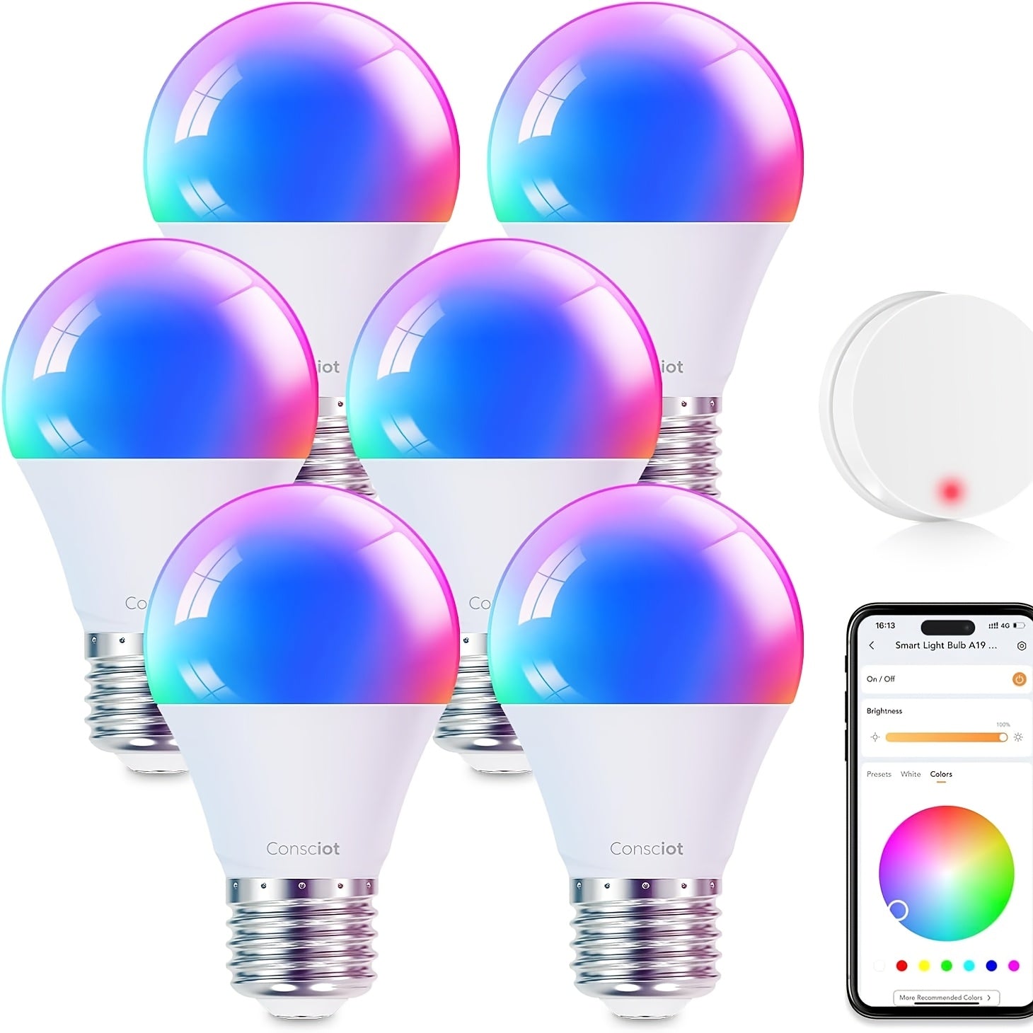 4pcs Smart Light Bulbs with Remote Control, Compatible with Alexa And Google Home LED Light Bulb A19 E26 2.4Ghz WiFi Bulb 60 Watts Equivalent 800lm Dimmable, Music Synchronization for Christmas Party, Room Decor, LED Lights