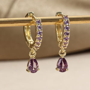1 Pair Elegant Mini Cubic Zirconia Teardrop Earrings - Sparkling Dangle Design with Clear Gemstone, Ideal for Daily Wear & Special Occasions