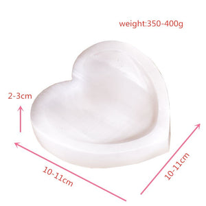 1PC Natural Selenite Bowl Heart Hand Carved Polished Crystal Wicca Stone Art Home Decoration Collectible Christmas Present Gift