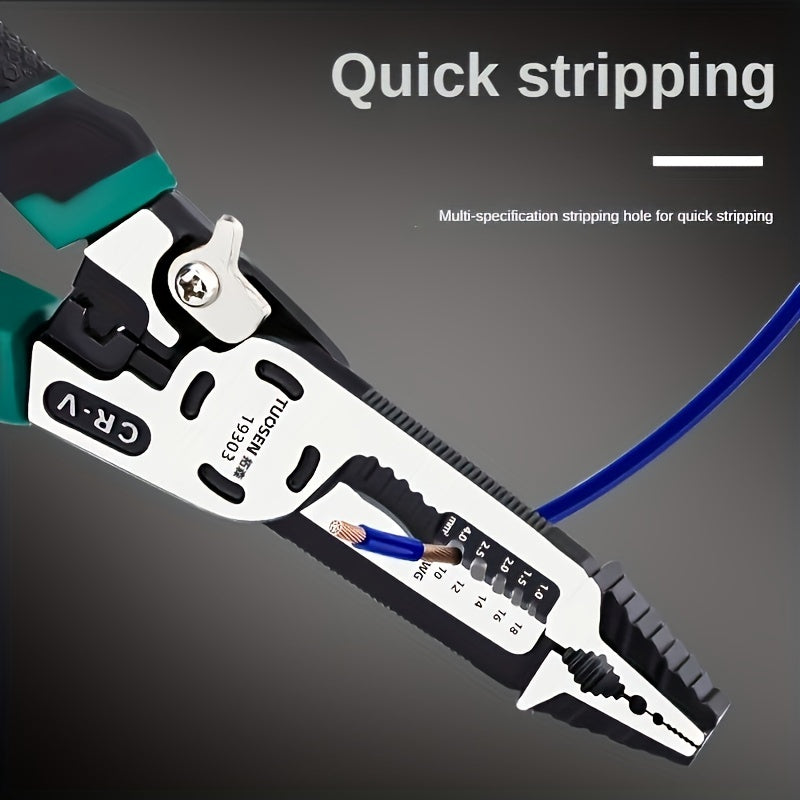 1pc Wire Stripper, Multi-functional Ten-in-one Wire Pliers, Universal Skinning Needle-nose Pliers, Wire Cutters, Cutting Steel Wire Labor-sa