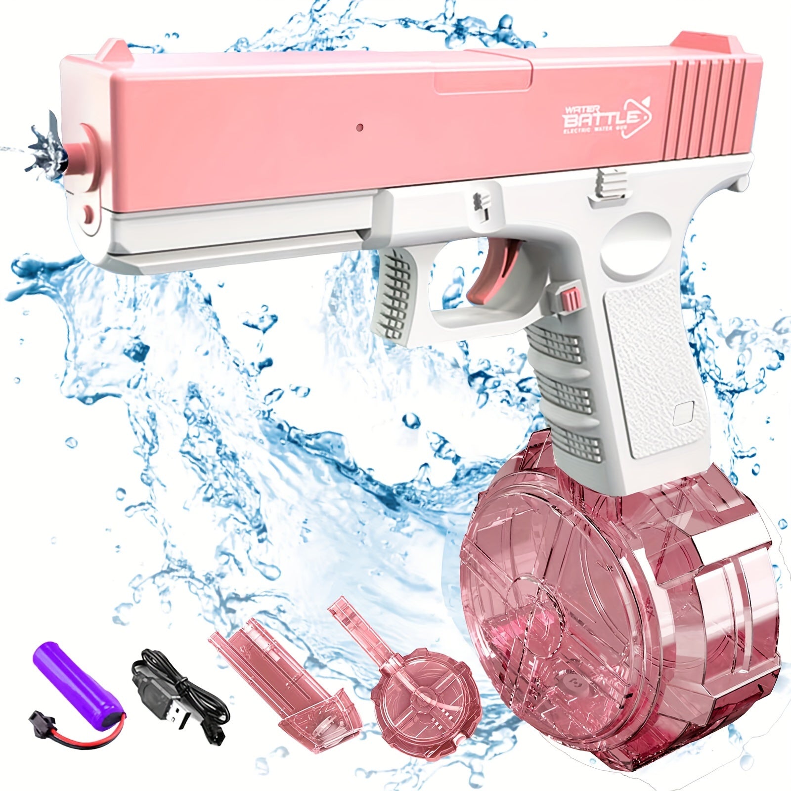 Rechargeable Battery-Powered Water Blaster with High-Capacity Tank – Durable, Portable Summer Fun with Extra Accessories Included