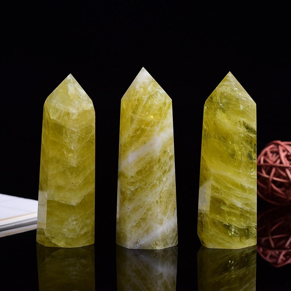 1pc Natural Citrine Crystal Point Healing Obelisk Yellow Quartz Wand Beautiful Ornament for Home Decor Reiki Stone 10x3cm