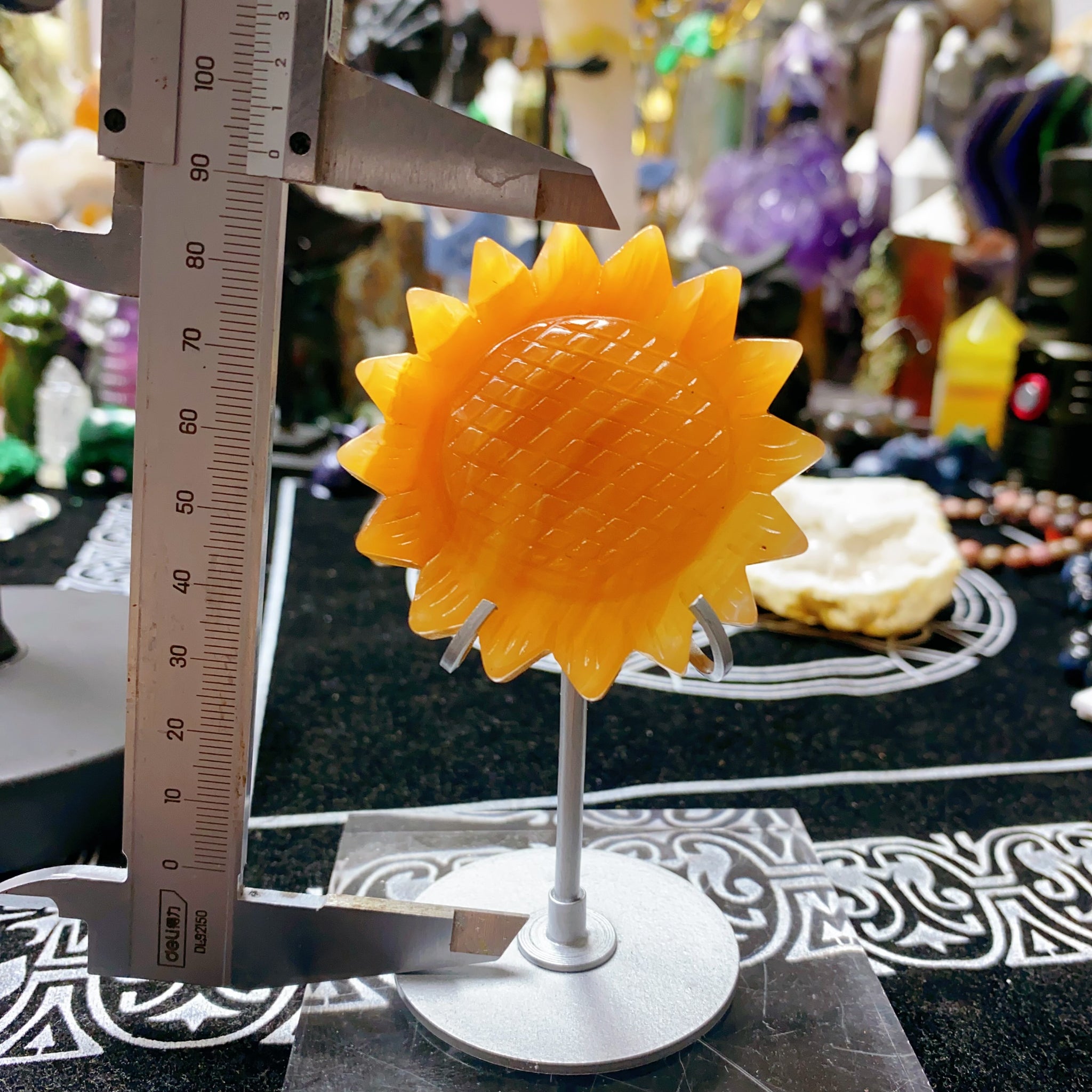 Yellow Calcite Sunflower Hand Carved Crystal Sunflower Crystal Gift Crystal Plants