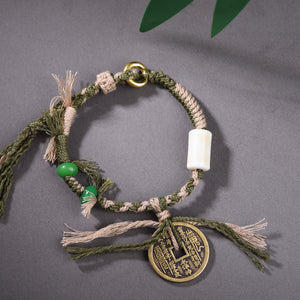Hand Made Cord   Bracelets with Coin Charms For Protection&Health&Wealth& Career