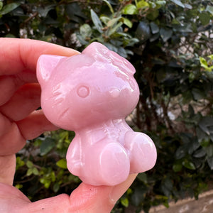 Hand Carved Pink Opal Hello Kitty Crystal Hello Kitty