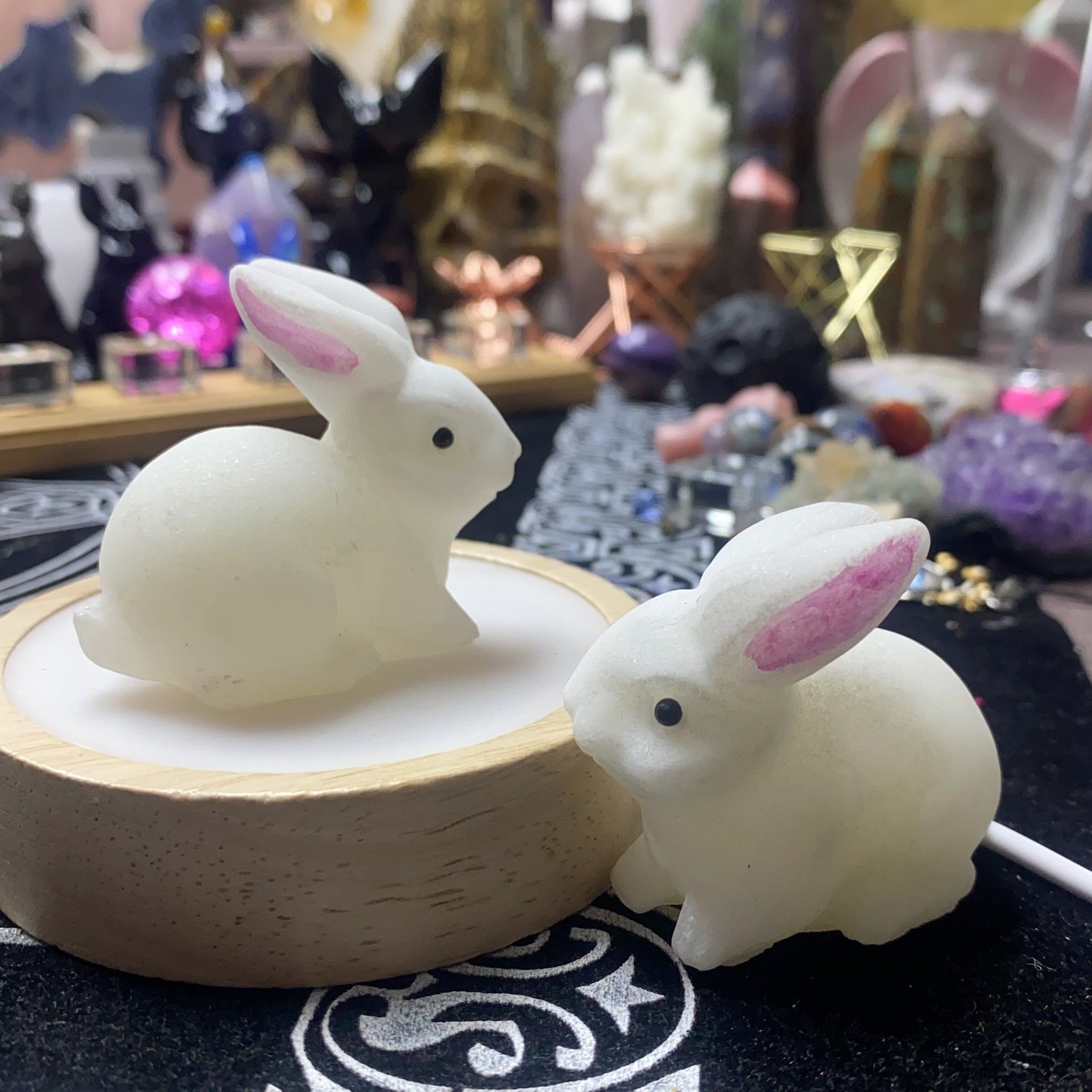 50mm Hand Carved White Jade Rabbit Crystal Gifts Crystal Animals