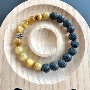 Hand Made Tigers eye with Lava Stone Bracelet Crystal Bracelet Healing Bracelets Crystal Gifts