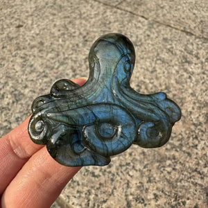 Laboradorite Carving Angel Wings Octopus Crystal Figurine Crystal Gift Crystal Decorations Crystal Healing