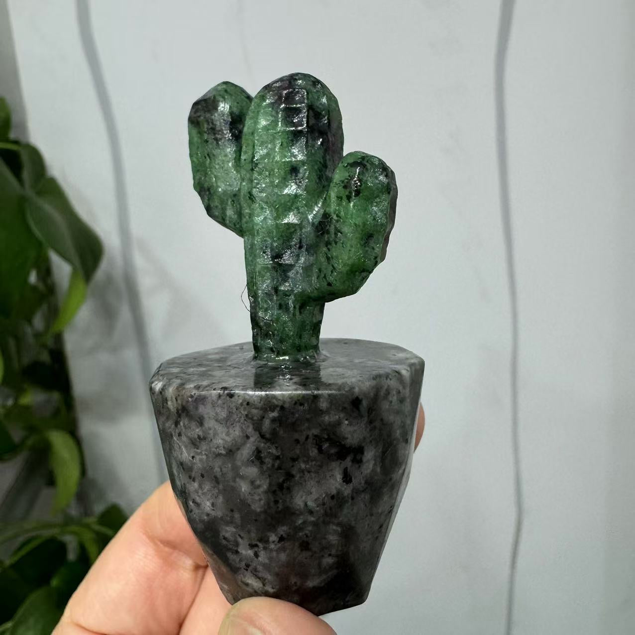 Hand carved Crystal Cactus Crystal Plant Hand Carved Ruby Zoisite Cactus