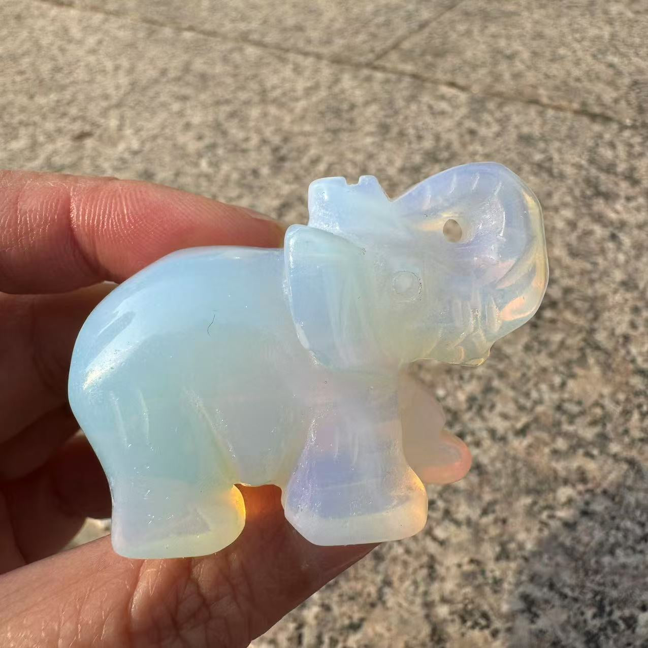 Hand Carved Opalite Elephant Crystal Animal Crystal Gift Crystal Figurine Crystal Reiki Crystal Healing