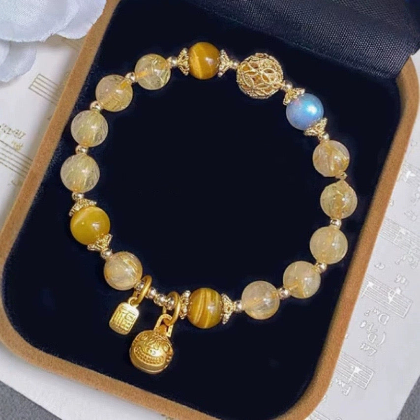 Natural Rutilated Quartz Bracelet Fortunate Making Bracelet Money In Bracelet