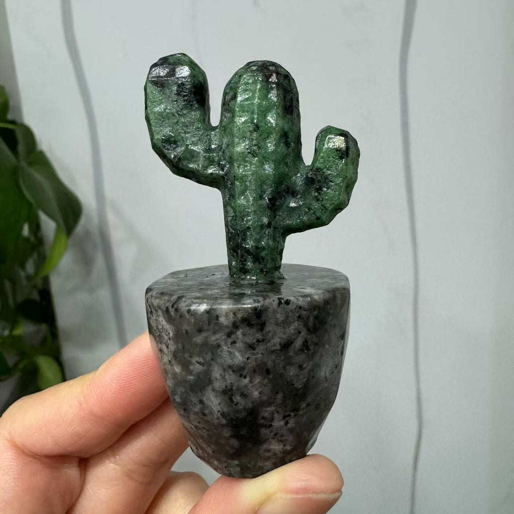 Hand carved Crystal Cactus Crystal Plant Hand Carved Ruby Zoisite Cactus