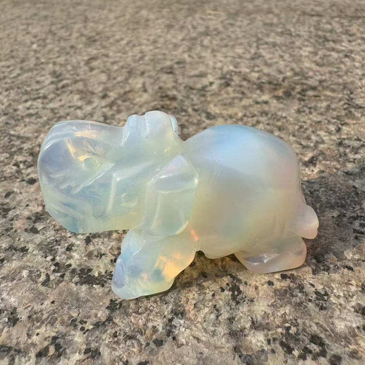 Hand Carved Opalite Elephant Crystal Animal Crystal Gift Crystal Figurine Crystal Reiki Crystal Healing