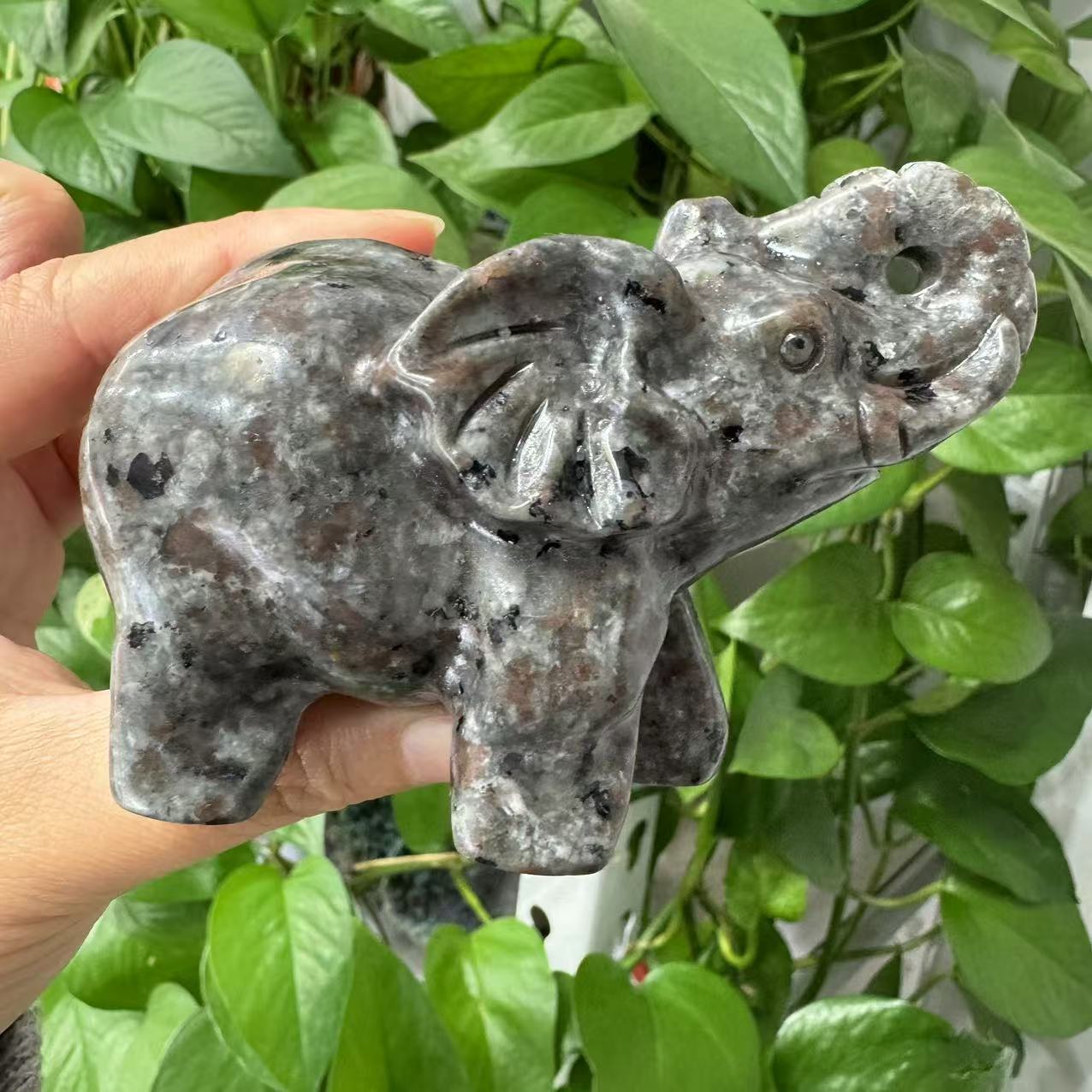 80mm Hand Carved Yooperlite Elephant Crystal Carving Crystal Animal Crystal Reiki Crystal Healing