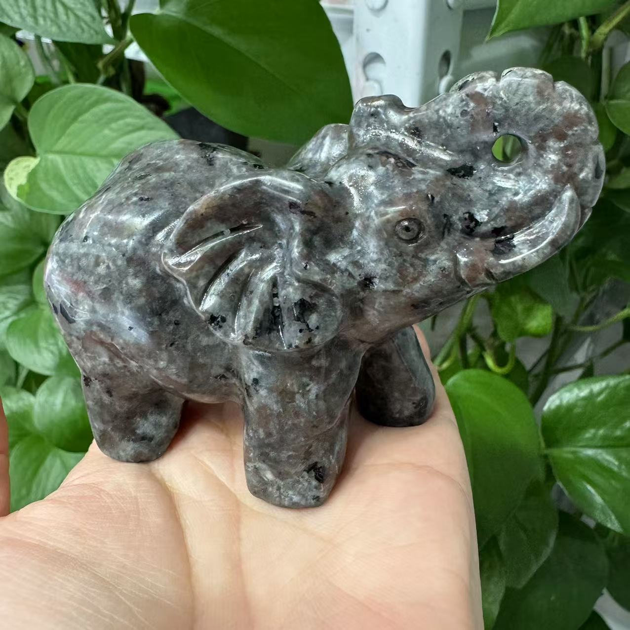 80mm Hand Carved Yooperlite Elephant Crystal Carving Crystal Animal Crystal Reiki Crystal Healing