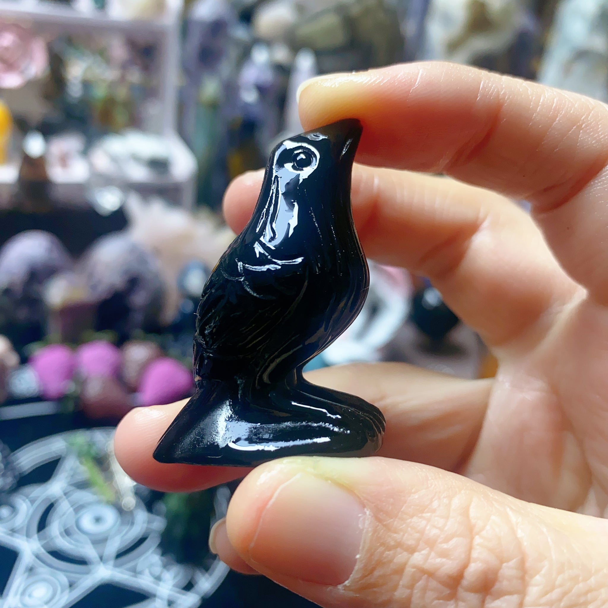 Black obsidian Bird Protection Stone Crystal Animal Crystal Carving Crystal Gift Crystal Healing