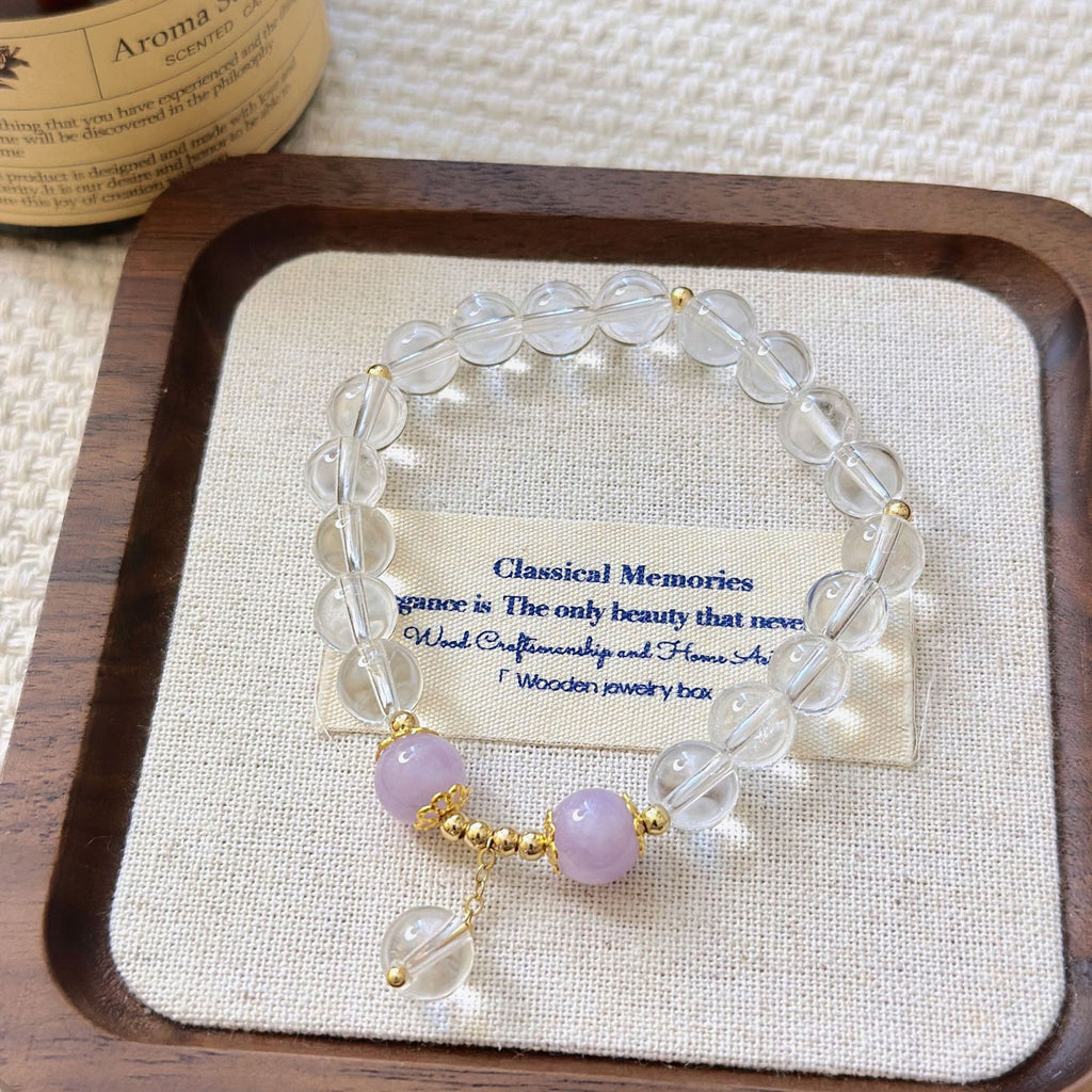 Clear Quartz with Lavande Quartz Bracelet Self Designed Bracelet Energy Bracelet