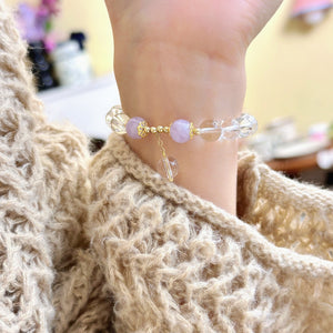 Clear Quartz with Lavande Quartz Bracelet Self Designed Bracelet Energy Bracelet