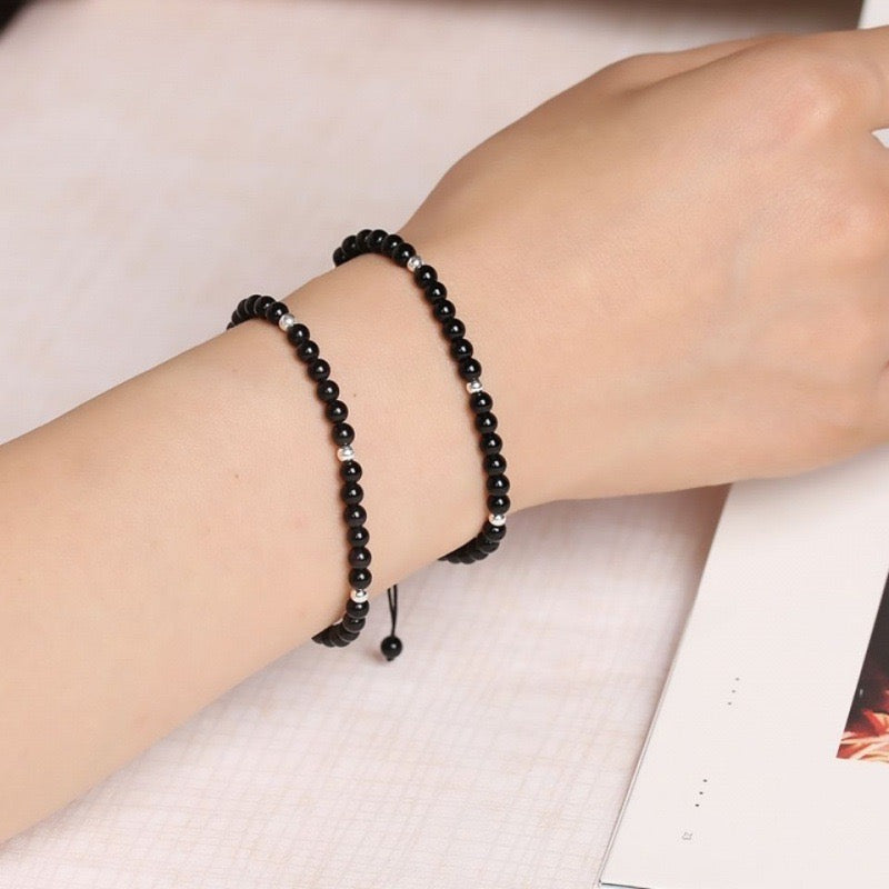 Small Beads of Black Obsidian Bracelets for Woman And Man