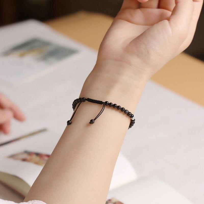 Small Beads of Black Obsidian Bracelets for Woman And Man