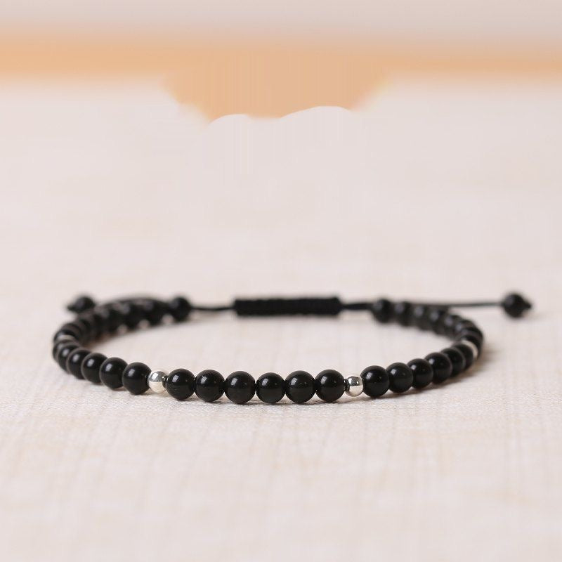 Small Beads of Black Obsidian Bracelets for Woman And Man